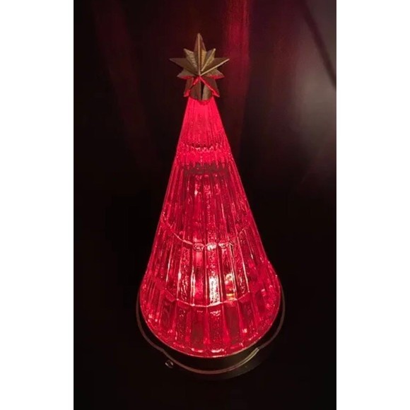 Vintage Lead Crystal Lighted Christmas Holiday Tree St George USA Original Box - Picture 3 of 11